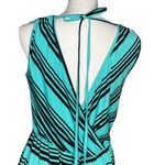Liberty Love NEW  Womens Teal Black Stripe Faux Wrap Long Jersey Maxi Dress Sz L Photo 4