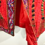 Laurence Kazar Vintage Red Beaded Silk Cropped Jacket Size M Photo 6