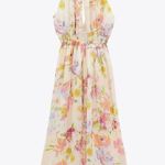 ZARA Multicolor Floral Chiffon Sleeveless Cami Camisole Maxi A-line Tank Dress L Photo 7