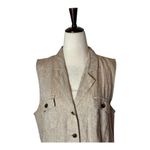 J Jill Love‎ Linen Dress Women Medium Tan Linen Button Front Sleeveless Midi Brown Photo 3