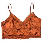 SheIn Orange Floral Embossed Silky Lace Trim Corset Silhouette Crop Tank Top L Photo 0
