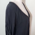 Juicy Couture  Black Blouse with Beaded Neckline Size Small Black V-Neck Blouse Photo 3