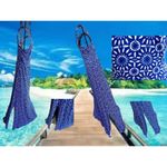 SO  Maxi Dress Girls Sz M Blue White Floral Sleeveless Strappy Front Side Slits Photo 7