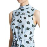 Proenza Schouler  pale blue leopard ikat print tie front waist crepe size 4 CL Photo 1