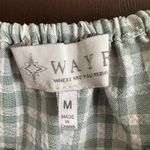 WAYF | Green Gingham Off Shoulder Peasant Shirt - Light Sage | Size Medium Photo 2