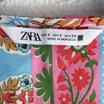 ZARA  Boho Patchwork Floral Mini Dress Size S Satin Colorful Boho Long sleeve Photo 2
