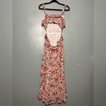 ASTR  the Label Wildflower Ruffle Cutout Floral Midi Dress Red Pink Womens Size M Photo 2