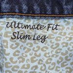 Chico's Womens Platinum Jeans Dark wash distressed slight fading on pocket Sz 1/M Photo 13