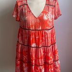 Urban Outfitters UO Pippa Tiered Chiffon Babydoll Dress Orange Black Whi… Photo 0