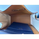 ZAC Zac Posen Eartha Medium Colorblock Leather Top Handle Satchel Bag Blue Photo 3