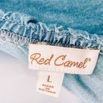 Urban Outfitters Red Camel One Shoulder Ruffle Chambray Denim A-Line Blue Dress Large Photo 4