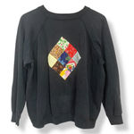 Vintage Patchwork Sweatshirt Black Size Large Quilt Patch One Photo 0