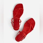Madewell The Maycie Asymmetric T-Strap Sandal Bandana Red Suede Size 8 Photo 1