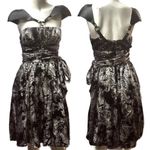 BCBGMAXAZRIA Vtg Y2K BCBG floral baroque avant garde silk strapless dress bubble hem fairy S Photo 1
