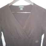 Eddie Bauer  M Chocolate Brown Cotton Cross Top Photo 4