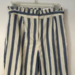 EXPRESS  Cream with Blue Stripe Paperbag Ankle Pants, 4, NWT Photo 2