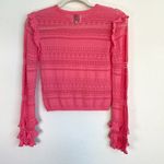 MISA Los Angeles Pink Crochet Long Sleeve Sweater Photo 6