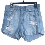 Aeropostale Mom Shorts Women's Size 4 30x3 Cuffed Distressed High Rise Blue Photo 0