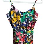 J. Crew Multicolored Brushstroke Silk Floral Abstract Sleeveless Dress Sz 2 Black Photo 12