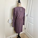 Pinkblush Maternity Metallic Faux Wrap Purple & Black Dress Size Medium Photo 14