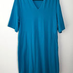 Habitat  V-Neck Midi Dress Stretch Jersey Teal Blue Size XL Casual Travel Photo 0