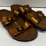 Birkenstock  Arizona Two Strap Sandals Metallic Bronze Cork Footbed Women Size 39 Photo 0