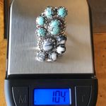 White Buffalo Turquoise Blue Turquoise Sterling Silver Cocktail Ring Size 6.75 Photo 3