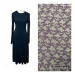 Boden Lucille Long Sleeve Jersey Midi Dress Navy Hunter Green Leaf Size 10 Long Blue Photo 2