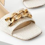 MOTF Tweed Chain Slingback Sandals white casual classic stylish fashion work Size undefined Photo 3