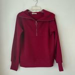 Zenana Outfitters Cabernet Burgundy Ribbed High Neck Half Zip Pullover & Pants 2pc Set S Photo 2