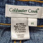 Coldwater Creek  Boho Capri Jeans with Brown Embroidery Size 14 Croppped Denim Photo 5