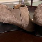 Adrienne Vittadini  Camel Suede Outside Zip Wedge Bootie Size 9 Photo 2