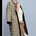 Ann Taylor  3/4” Sleeve Long Rail Stripe Heavyweight Topper Classic Jacket Size S Photo 3