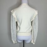 Mint Brand Cream Mock Neck Sweater Lace Sleeves Ruffle Trim Sz Medium Photo 1