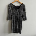 RN Studio by Ronni Nicole Sequin Cocktail Dress 3/4 Length Long Sleeve Size 4 Black Photo 3