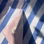 Target Pink leather carry all makeup bag clutch purse with white zipper REAL LEATHER! Photo 3