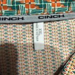 Cinch  Womens Patterned Stripe Western Button Down Shirt Green Yellow XXL Photo 4