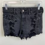 American Eagle  Faded Black Super Stretch Hi-Rise Distressed Shortie Shorts Photo 1