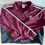 Adidas Cropped 1/2 Zip Windbreaker Maroon Size S Photo 2