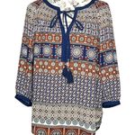 Daniel Rainn  (S) Wilcox Tie Neck Blouse - Stitch Fix 3/4 Sleeve Tassel Boho Top Photo 1