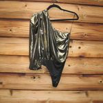 MISA Los Angeles Misa One Shoulder Body Suit Gold Lame Photo 3