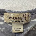 One World : Y2K Gray Rhinestone Paisley Tee Photo 2