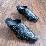 vintage • Matisse western mules cowgirl black leather blue floral lasercut 90s Size 8 Photo 11