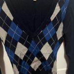 Woman Within Women's V-Neck Argyle Sweater - Navy and Gray Photo 2