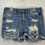 American‎ Eagle Denim Shorts Distressed Ripped Frayed Hem Medium Wash Size 10 Blue Photo 0