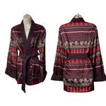 Alice + Olivia red silk cotton trim kimono robe with tie waist sz S/M Photo 1