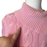 Ralph Lauren Lauren  Womens Large Pink Cable Knit Sweater Cowl Neck Preppy Cotton Photo 6