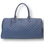 Ms. Lovely Blue Quilted Faux Leather Duffel Bag 22" Travel Weekender Tote NWT Photo 3