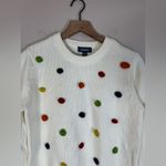 Modcloth  Blowing Bubbles Rainbow PomPom Pullover Sweater White Medium NEW $88 Photo 4