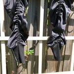 Sharagano  Y2K Black Satin Ruched Pants M Photo 3